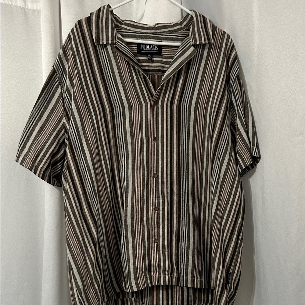 PX Black Men's Brown & Cream Striped Short-Sleeve Button-Down Shirt